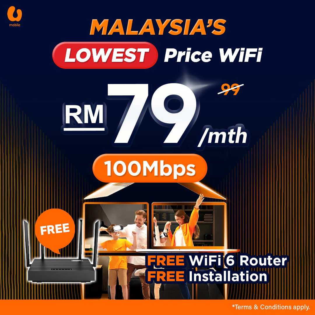 Malaysia's Lowest Price WiFi broadband plan at RM79/month with free WiFi 6 router and installation